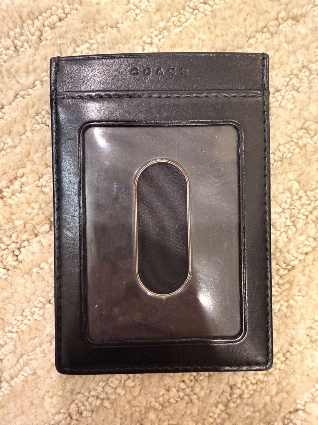 Coach Leather ID Badge Card Holder Slim Wallet 2
