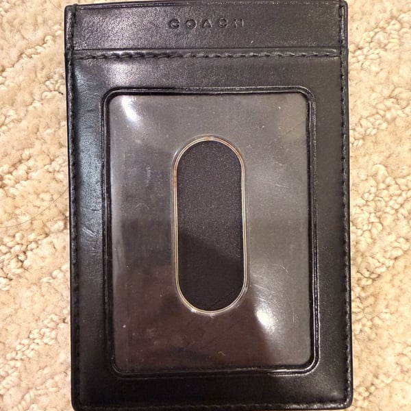 Coach Leather ID Badge Card Holder Slim Wallet