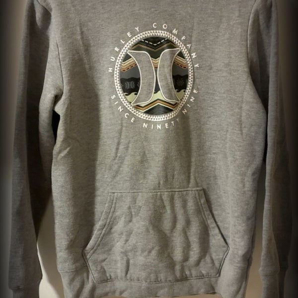 Hurley Boys Gray Graphic Fleece Pullover Hoodie