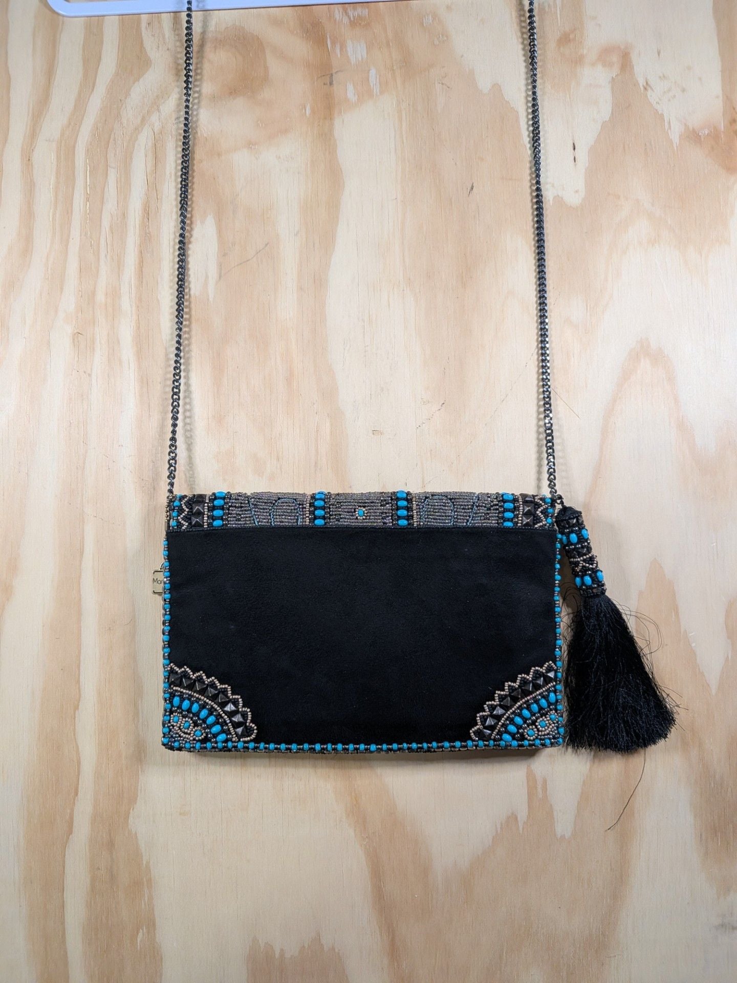 Mary Frances Bohemian Rhapsody Beaded Turquoise Crossbody Bag 3