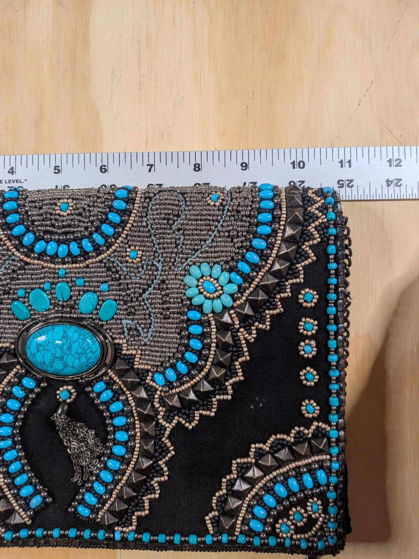 Mary Frances Bohemian Rhapsody Beaded Turquoise Crossbody Bag 8