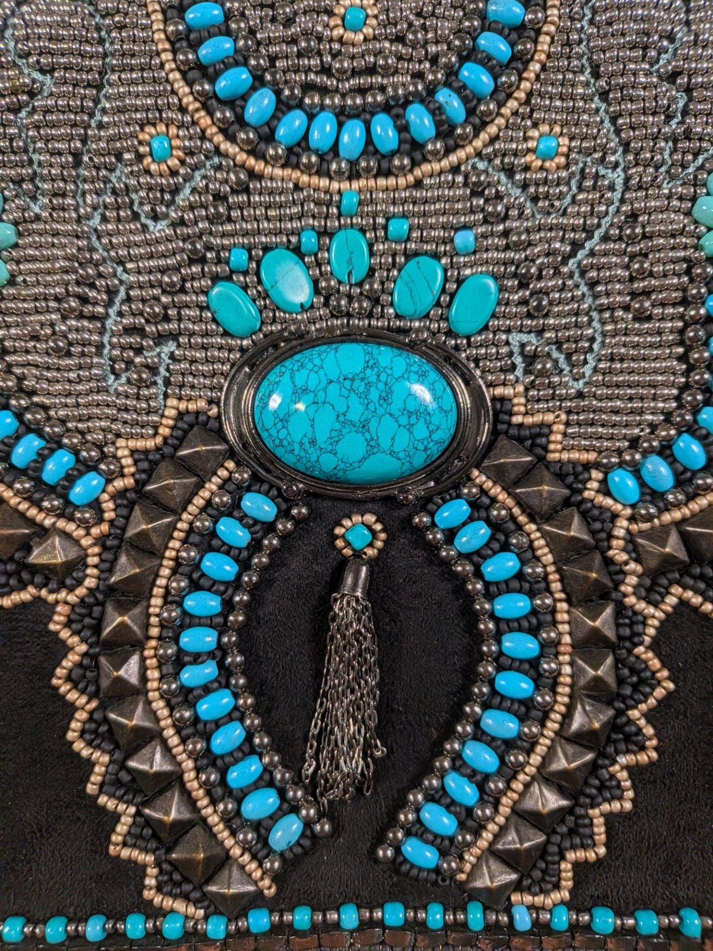 Mary Frances Bohemian Rhapsody Beaded Turquoise Crossbody Bag 10