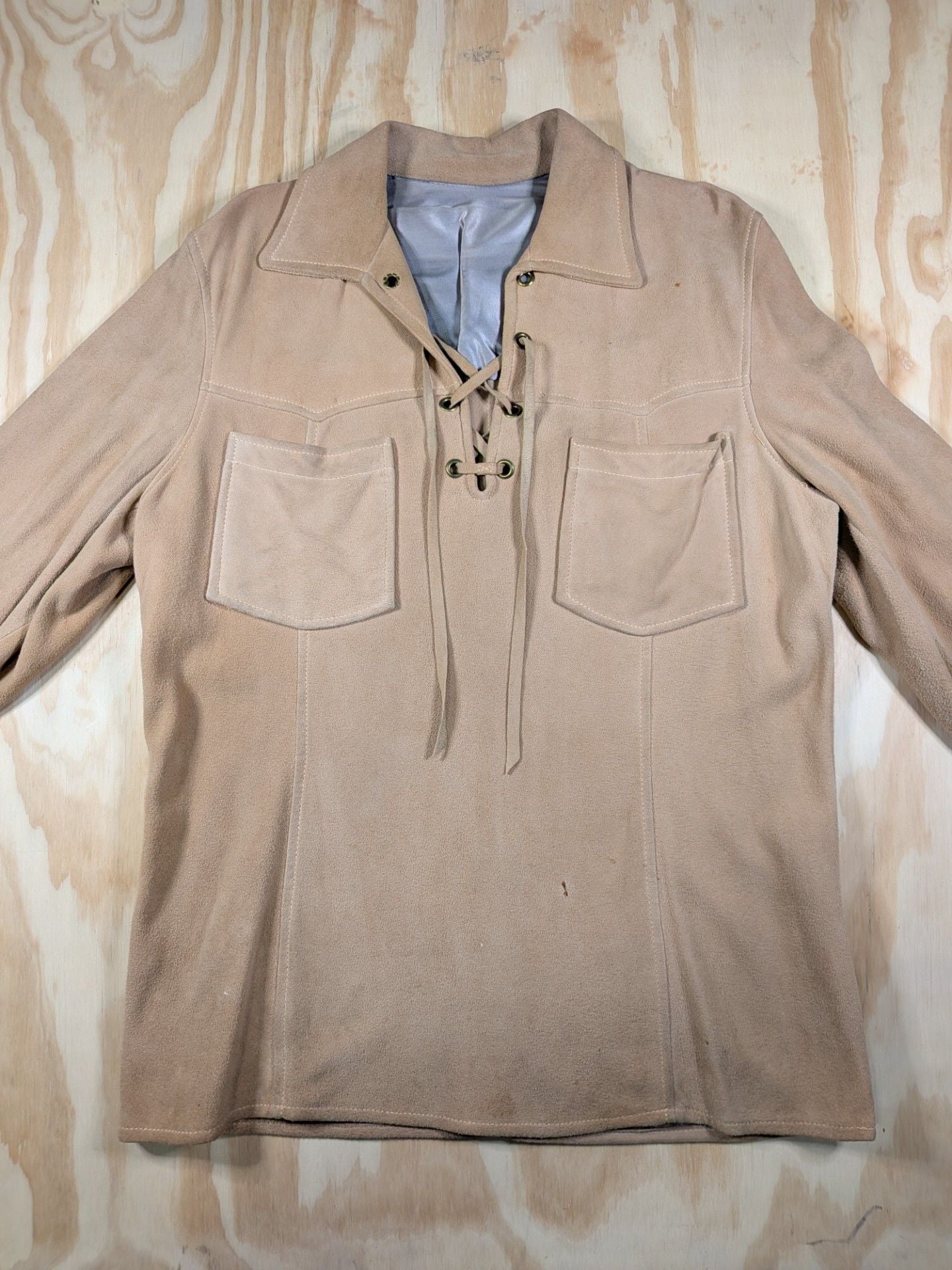 1950's Deerskin Trading Post Pull Over Lace Front Suede Buckskin Shirt Jacket 2