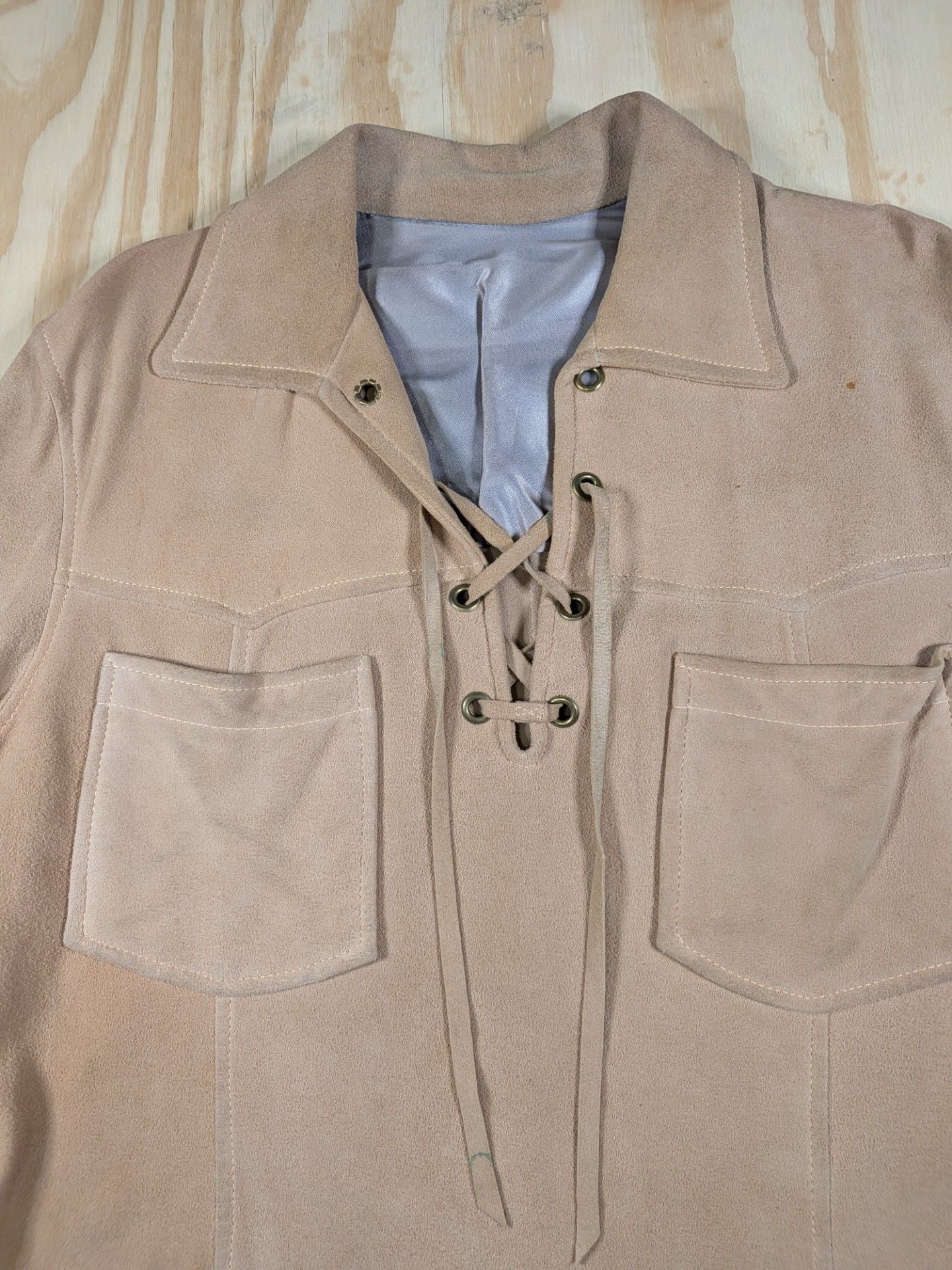 1950's Deerskin Trading Post Pull Over Lace Front Suede Buckskin Shirt Jacket 3