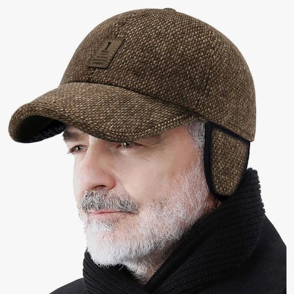 WUZJ Men's Tweed Baseball Cap with Foldable Eaflaps