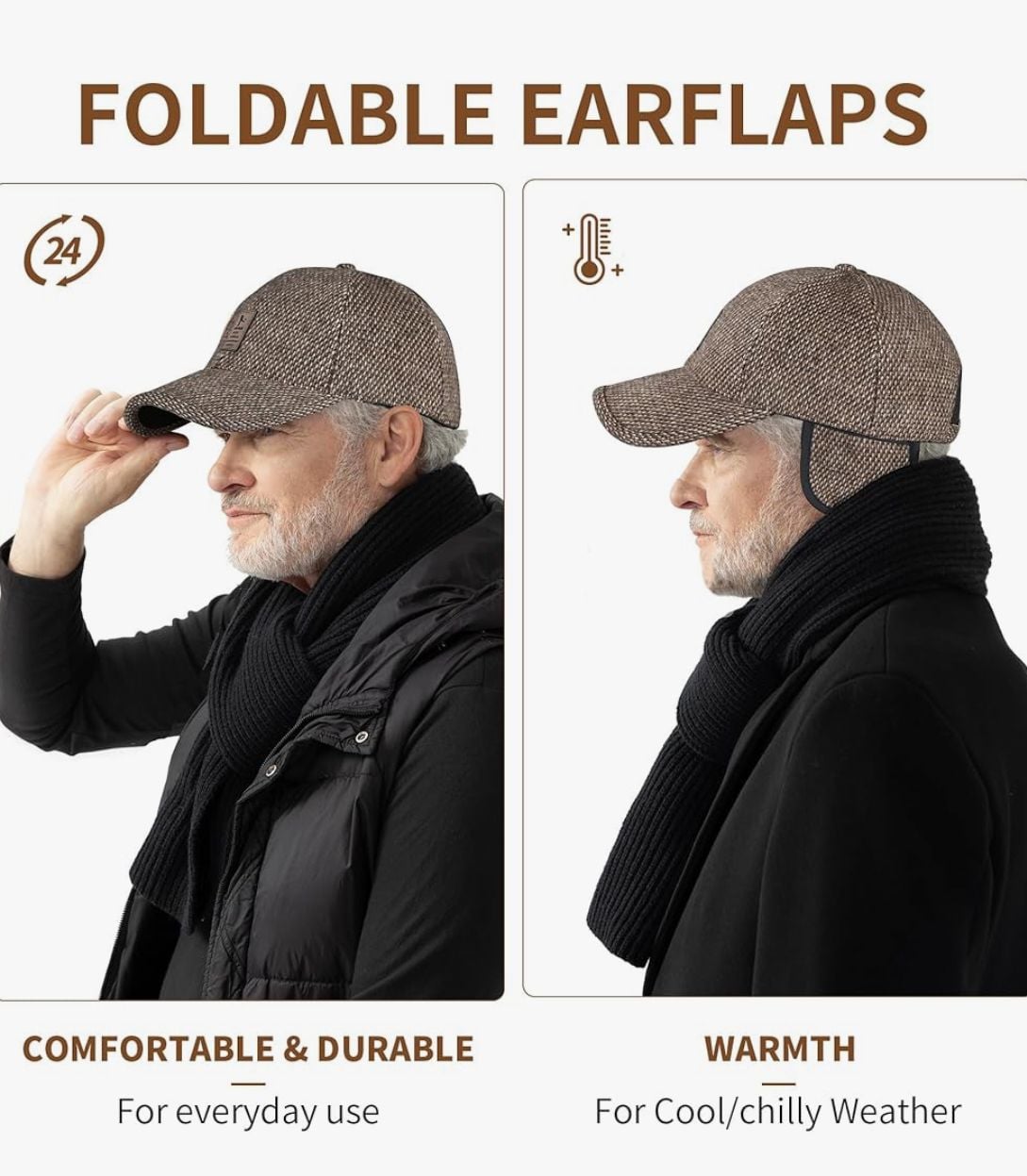 WUZJ Men's Tweed Baseball Cap with Foldable Eaflaps 3
