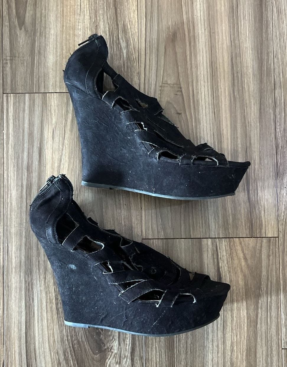 Madden Girl Women's Black Suede Strappy Wedge Sandals 3