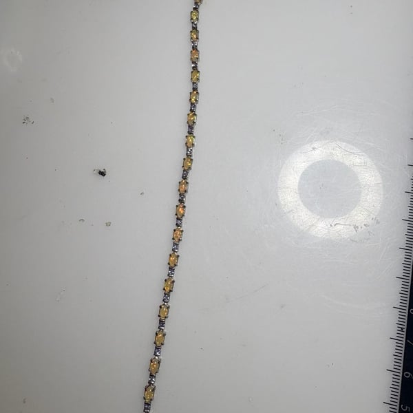 Vintage Sterling Silver 925 Ethiopian Opal and Tanzanite Tennis Bracelet