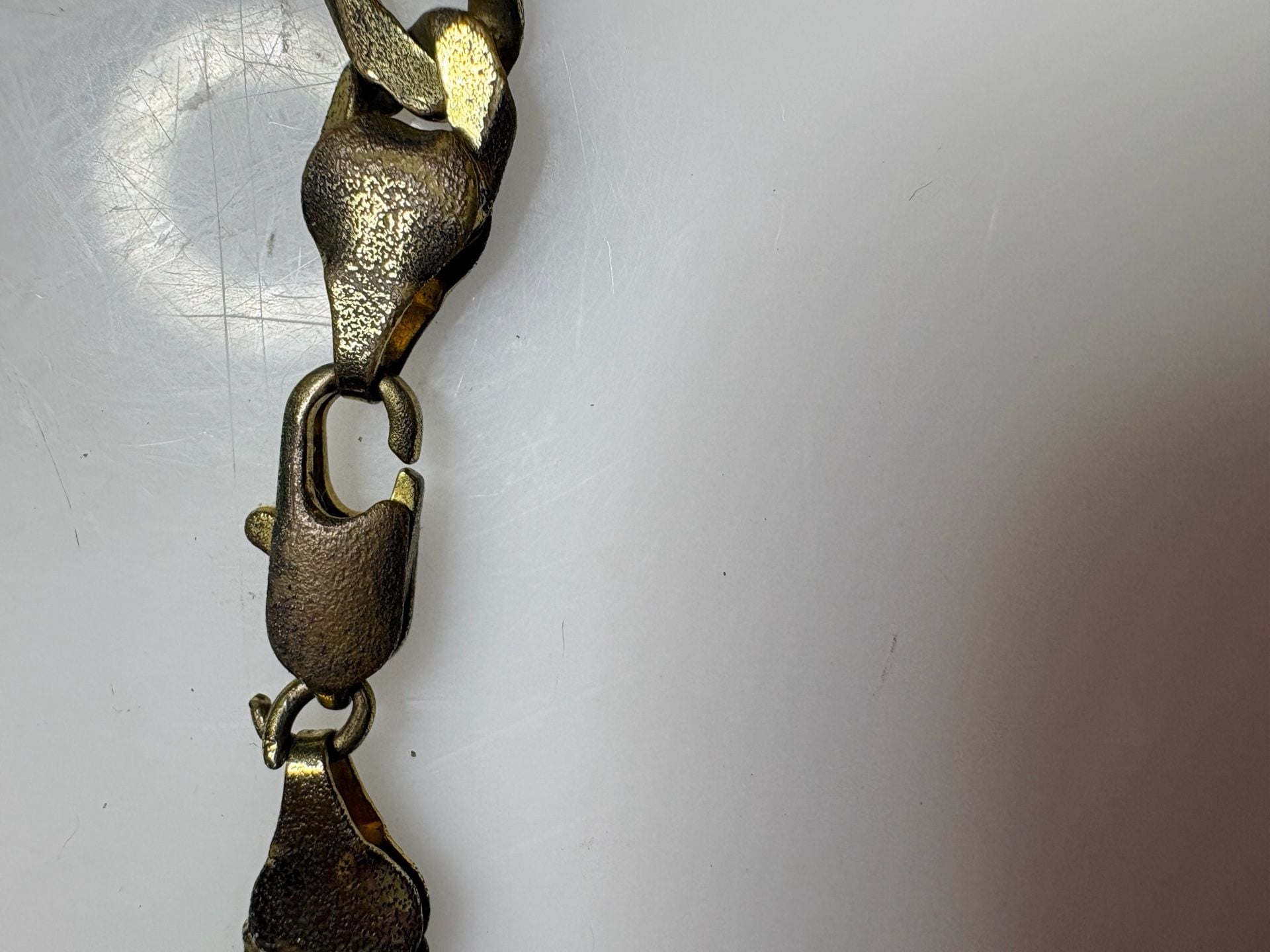 Vintage Antiqued Brass Figaro Link Chain Necklace with Lobster Clasp 7
