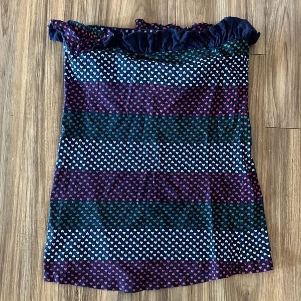Next Era Multi-Color Heart Stripe Ruffle Tube Top