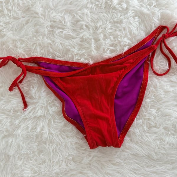 Sofia by ViX Red and Magenta Reversible Side Tie Bikini Bottom