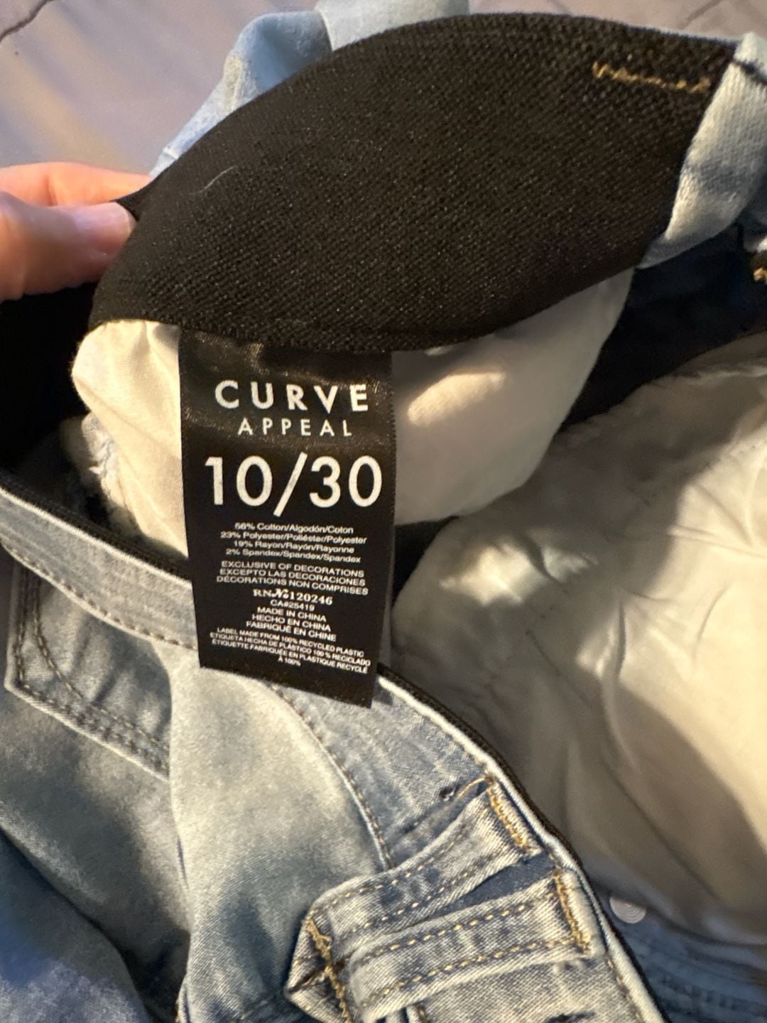 Curve Appeal Comfort Waist High-Rise Skinny Light Wash Denim Jeans Size 10/30 5