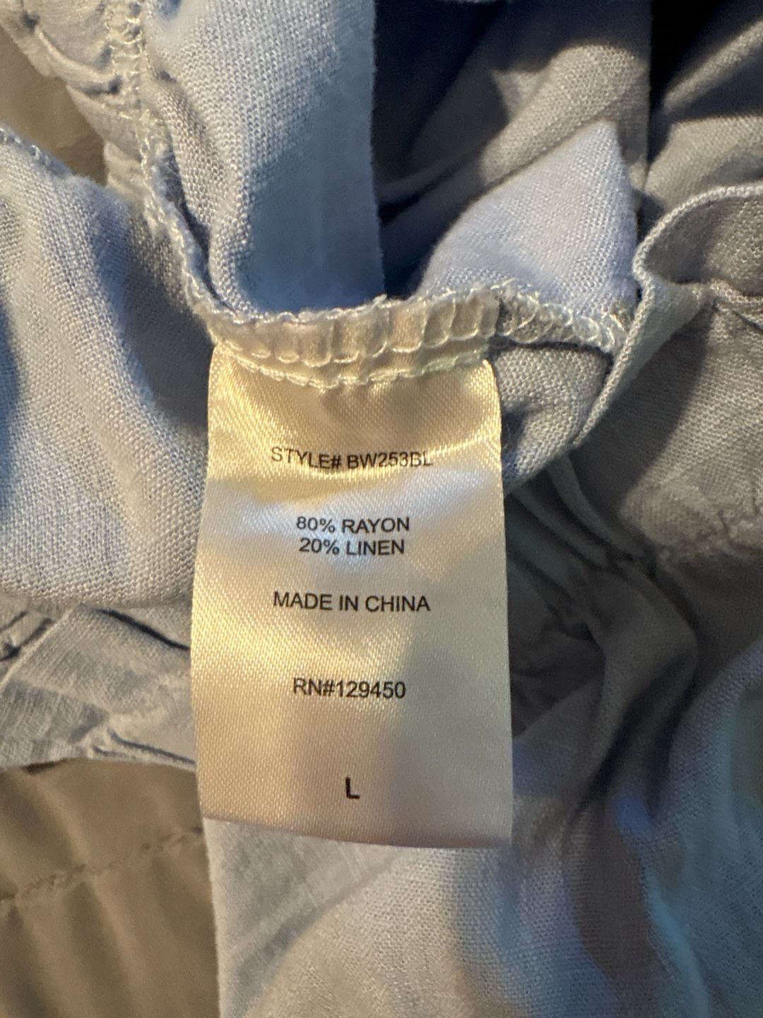 Como Vintage Paperbag Waist Linen Blend Button Fly Pants in Light Blue 6