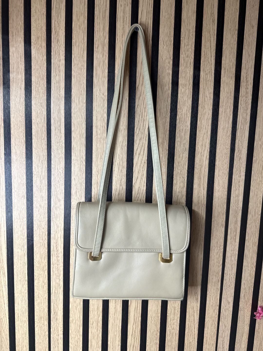 Coletta Off-White Genuine Leather Vintage Shoulder Bag 1