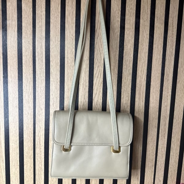 Coletta Off-White Genuine Leather Vintage Shoulder Bag