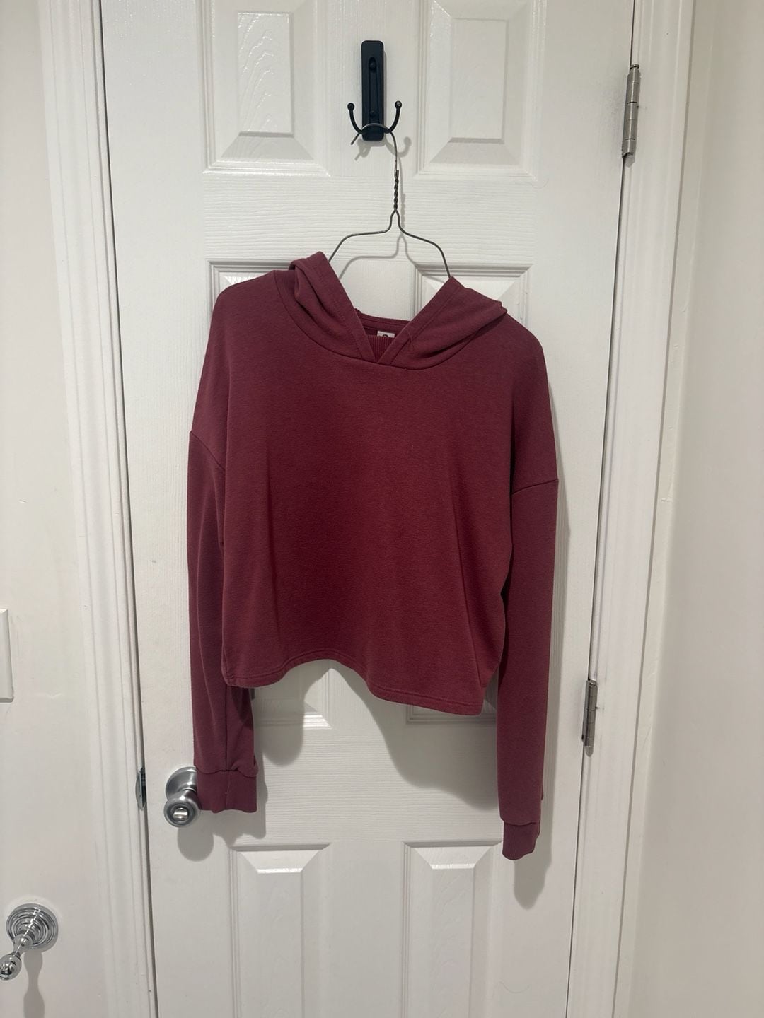 Brandy Melville Maroon Zelly Cropped Pullover Hoodie 2