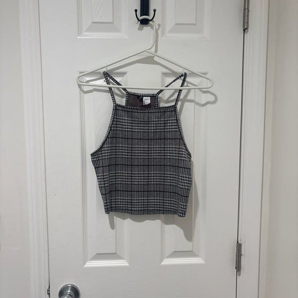 H&M Divided Plaid High-Neck Strappy Crop Top