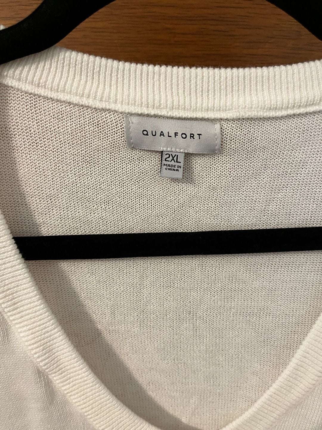 QUALFORT Men's Cotton V-Neck Sweater White 2XL 3