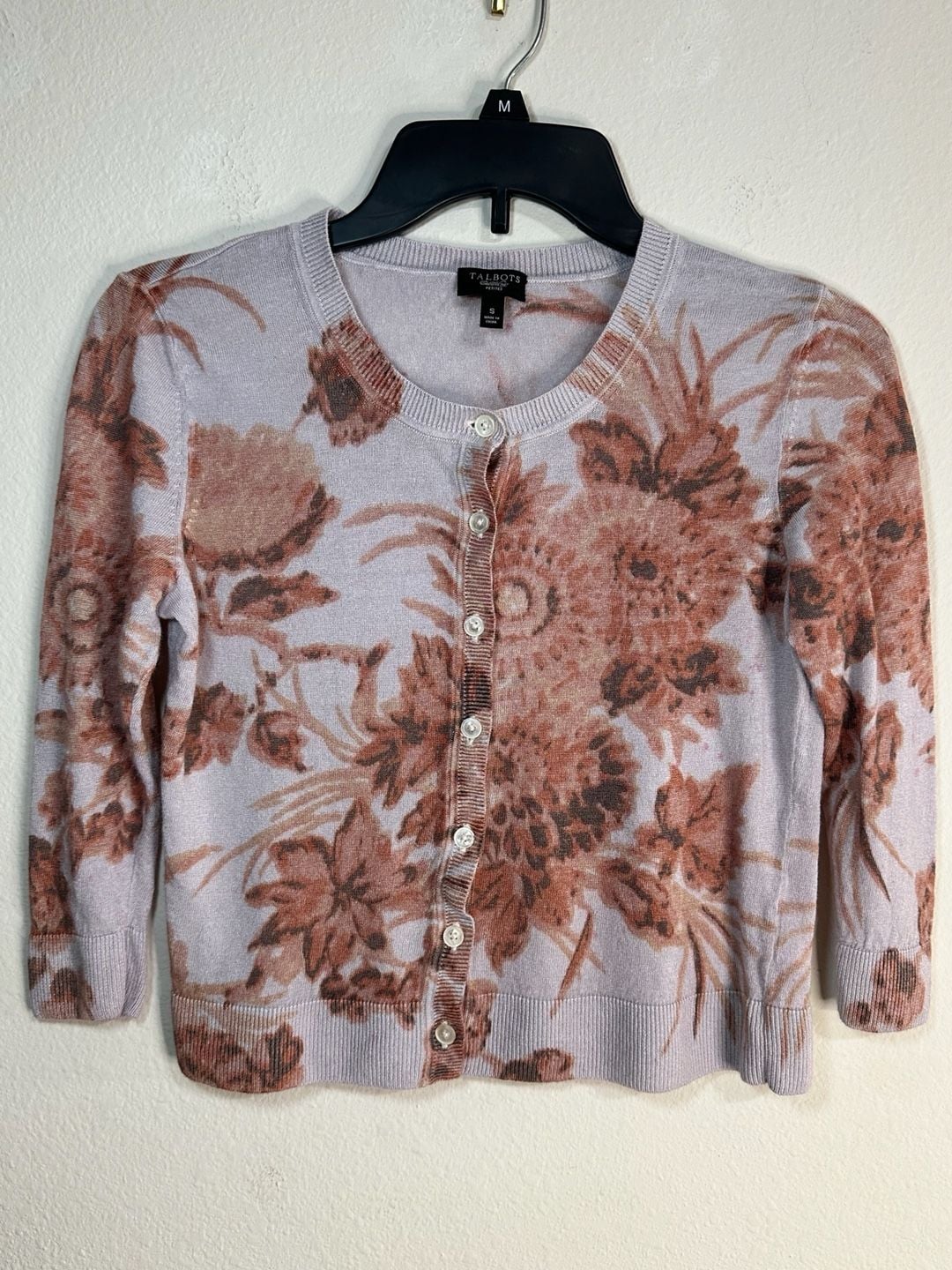 Talbots Petites Floral Print Button-Front Cardigan Sweater 2