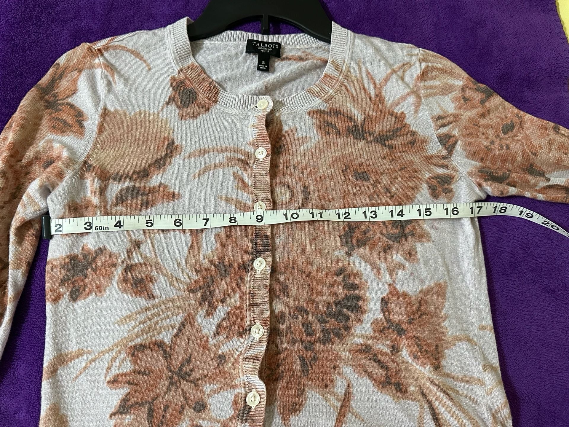 Talbots Petites Floral Print Button-Front Cardigan Sweater 5