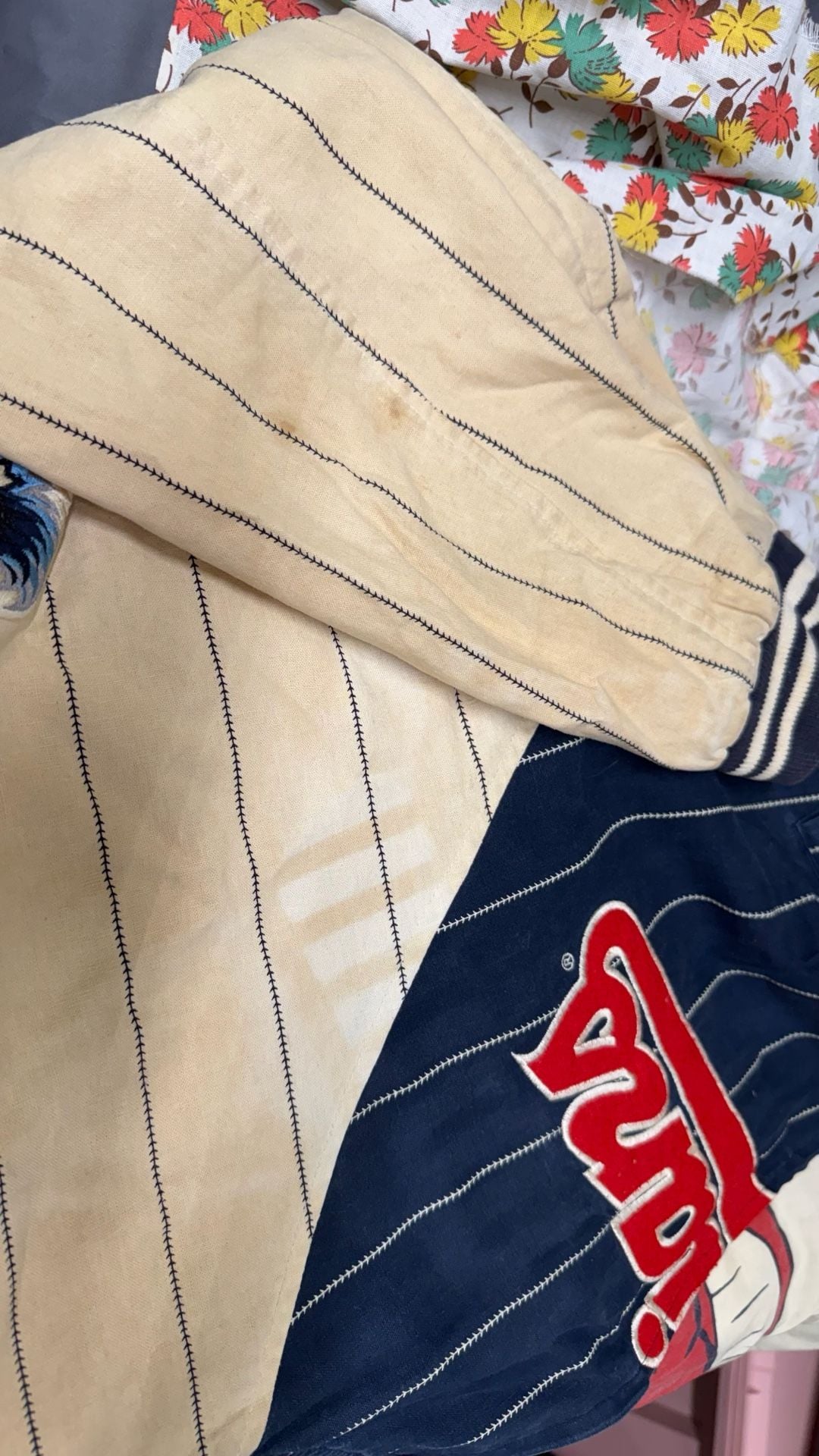 Vintage Mirage MLB Cleveland Indians Chief Wahoo Pinstripe Bomber Jacket 8