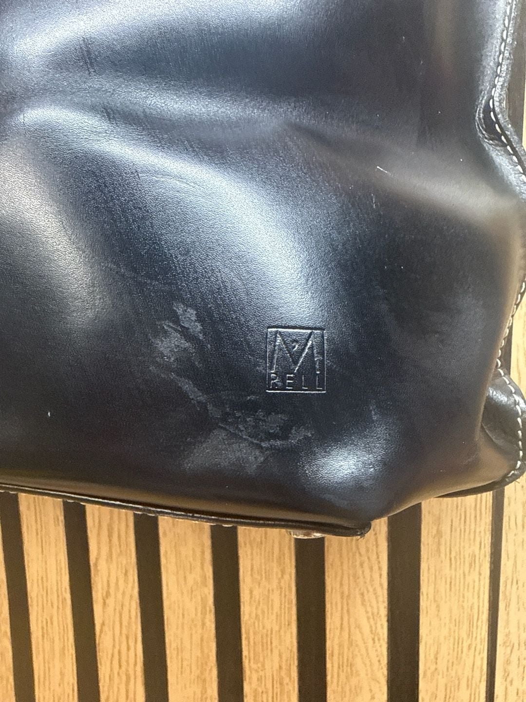 M’Rell Paris Made in France Black Smooth Soft Leather Shoulder Tote Bag 3