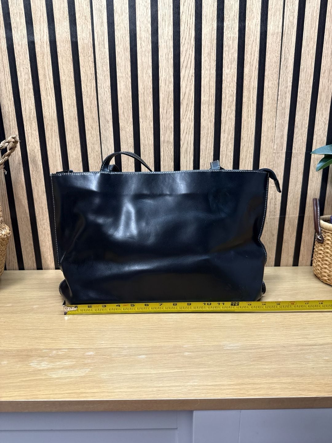 M’Rell Paris Made in France Black Smooth Soft Leather Shoulder Tote Bag 5
