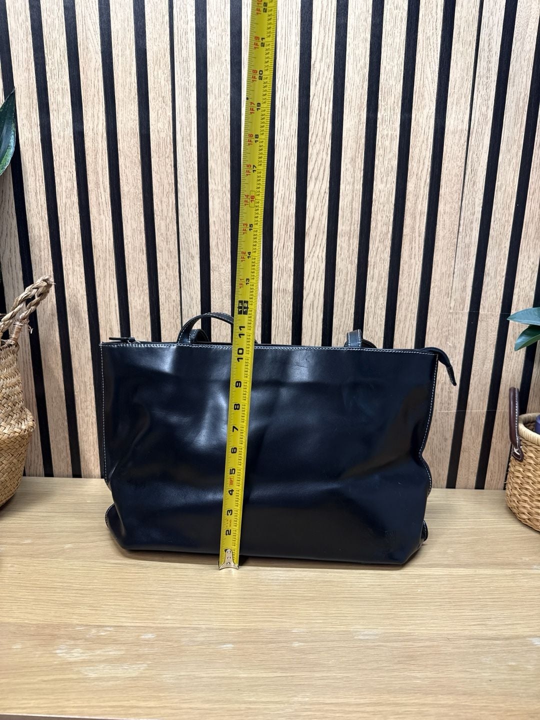 M’Rell Paris Made in France Black Smooth Soft Leather Shoulder Tote Bag 6