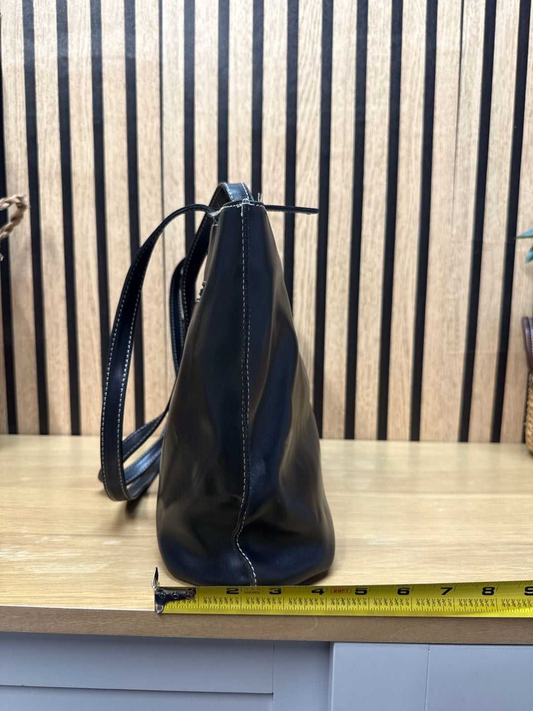 M’Rell Paris Made in France Black Smooth Soft Leather Shoulder Tote Bag 7