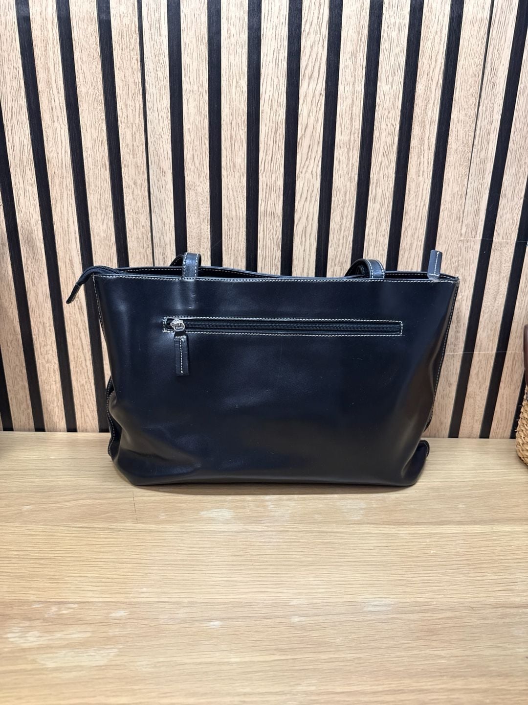 M’Rell Paris Made in France Black Smooth Soft Leather Shoulder Tote Bag 11