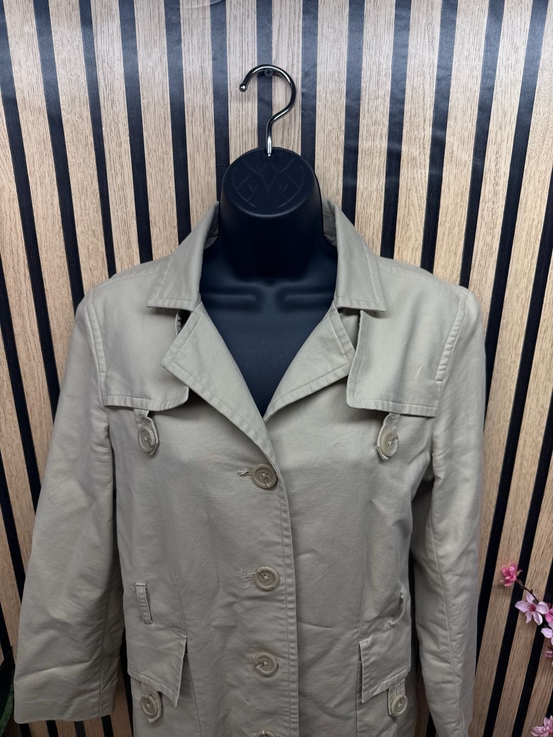 Mossimo Women's Tan Single Breasted Cotton Blend Trench Coat 3