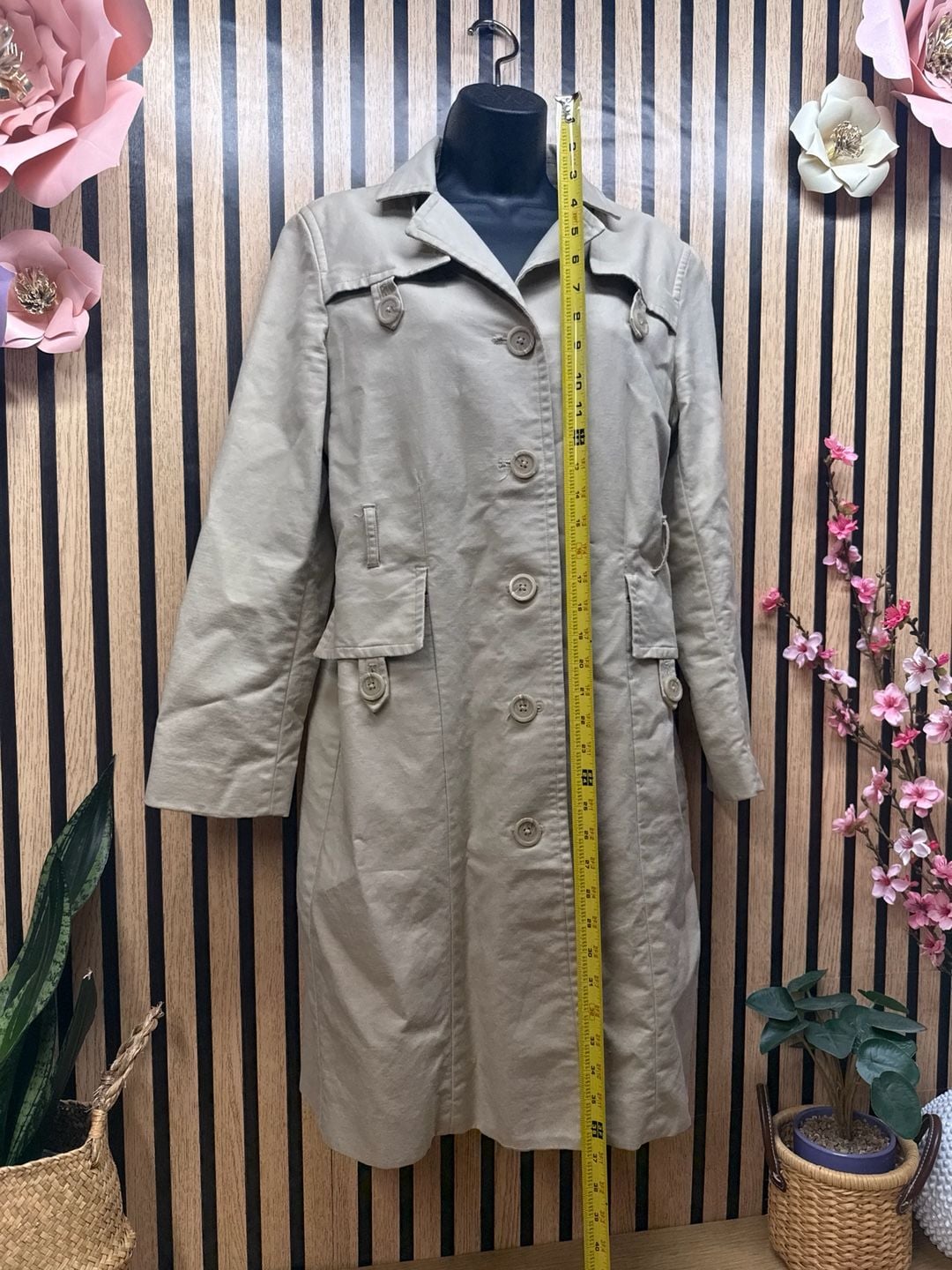 Mossimo Women's Tan Single Breasted Cotton Blend Trench Coat 7