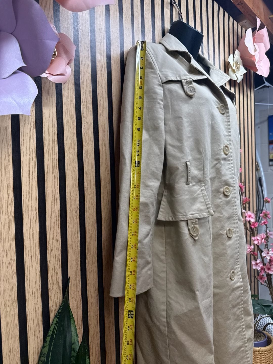 Mossimo Women's Tan Single Breasted Cotton Blend Trench Coat 8
