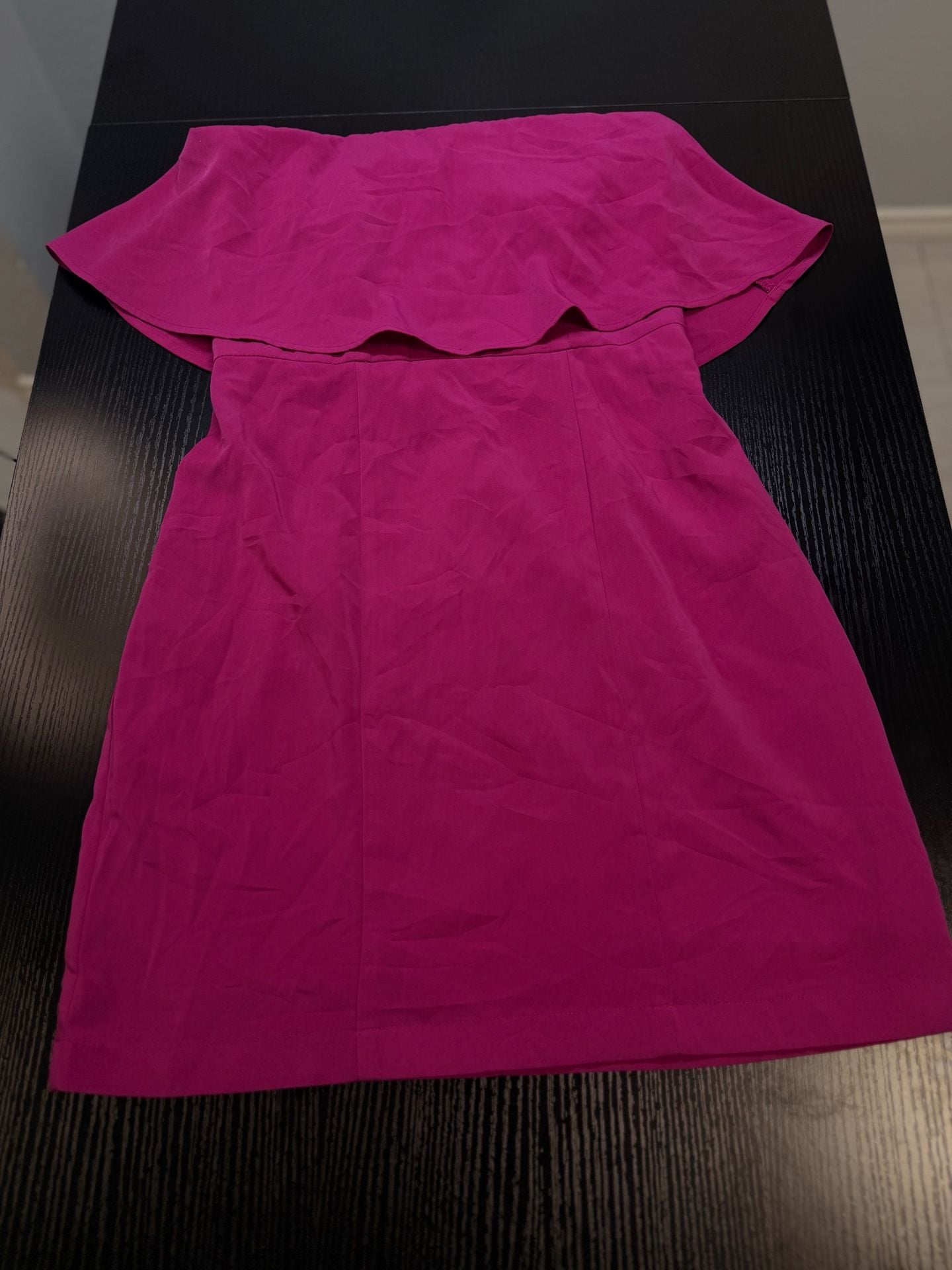 Express Fushia Pink Strapless Ruffle Overlay Mini Cocktail Dress 2
