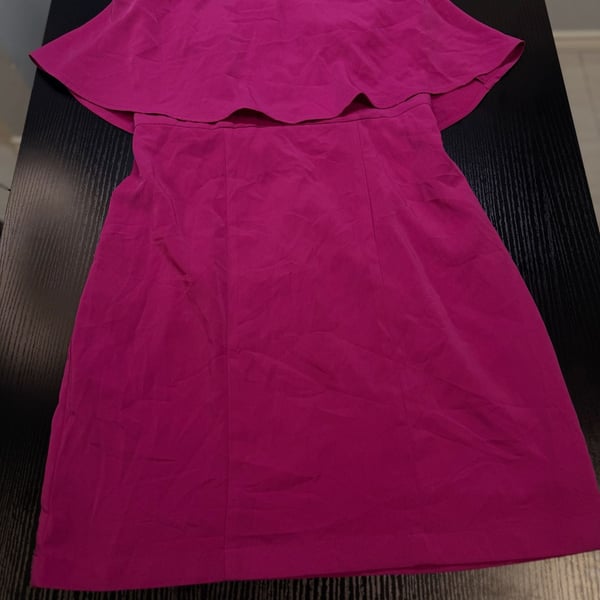 Express Fushia Pink Strapless Ruffle Overlay Mini Cocktail Dress