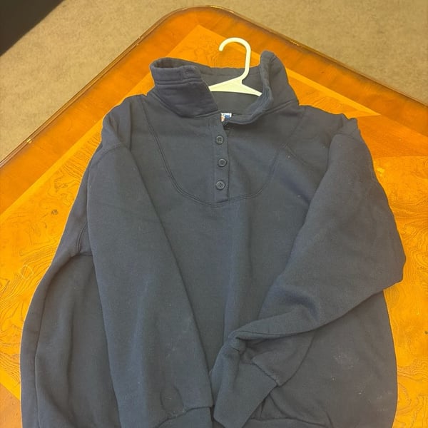 Vintage Pro Spirit Navy Blue 4-Button Henley Mock Neck Sweatshirt