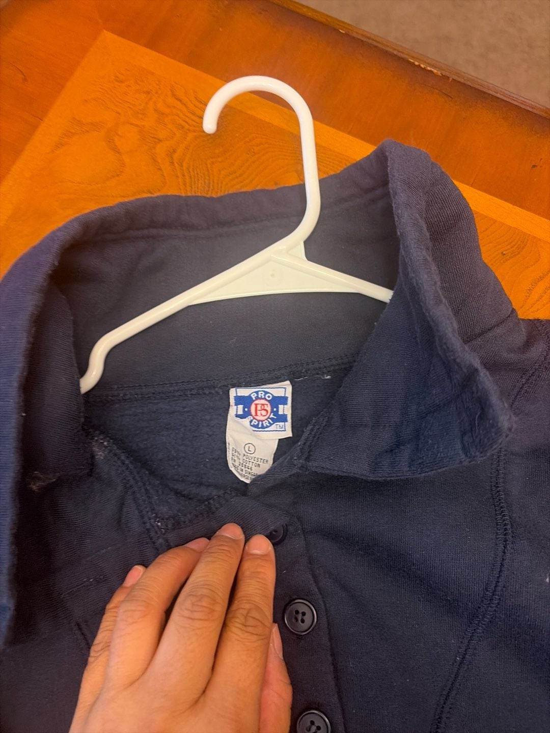 Vintage Pro Spirit Navy Blue 4-Button Henley Mock Neck Sweatshirt 3