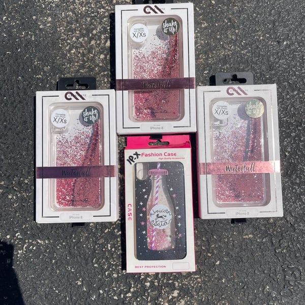 Lot of 4 Case-Mate Waterfall and Unicorn Glitter Cases for iPhone X/Xs