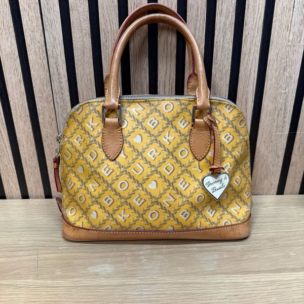 Dooney & Bourke It Bag Yellow Monogram Canvas Heart Charm Satchel