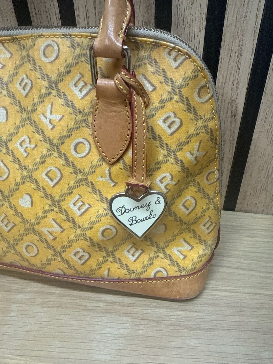 Dooney & Bourke It Bag Yellow Monogram Canvas Heart Charm Satchel 3