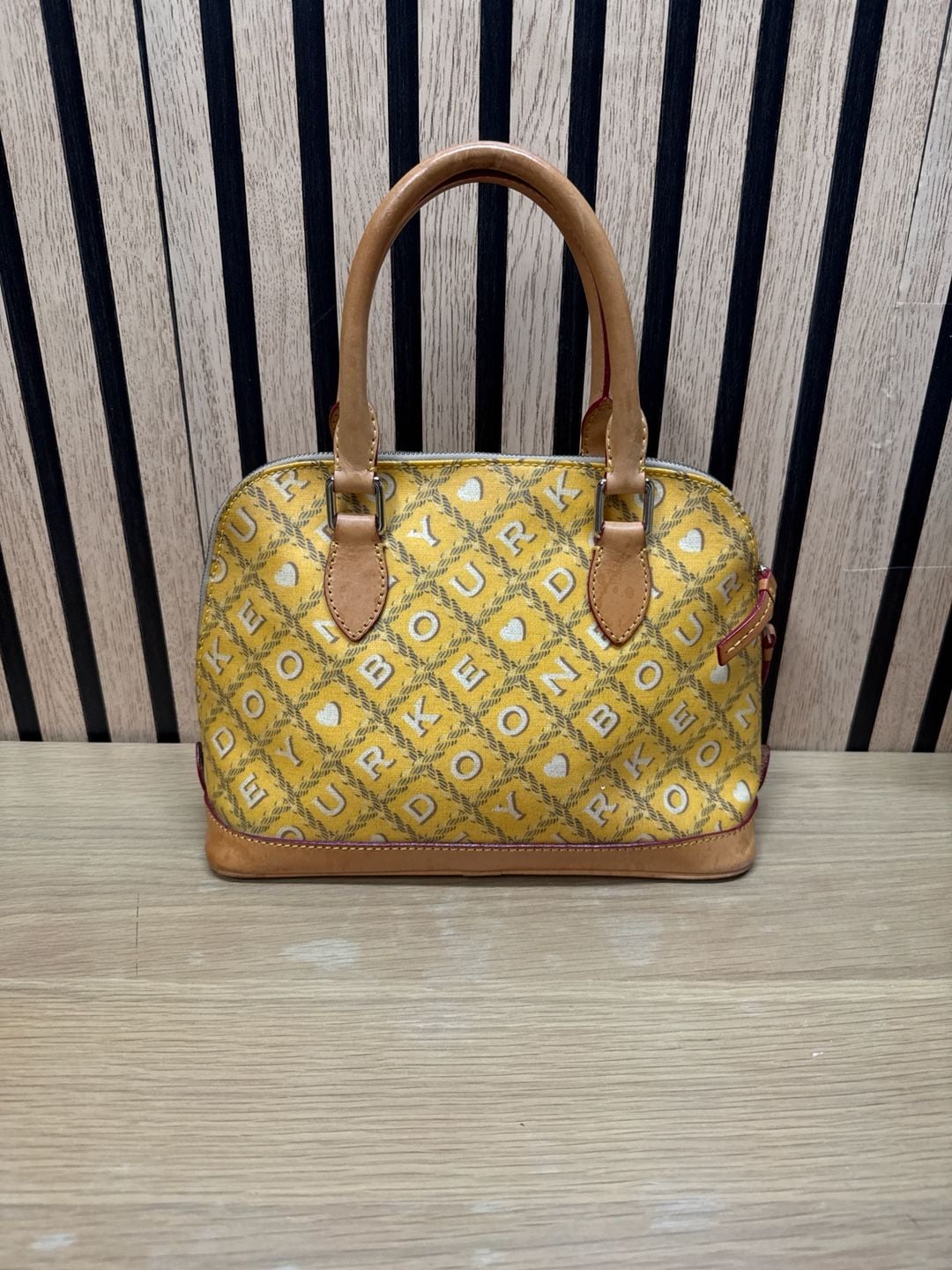 Dooney & Bourke It Bag Yellow Monogram Canvas Heart Charm Satchel 4