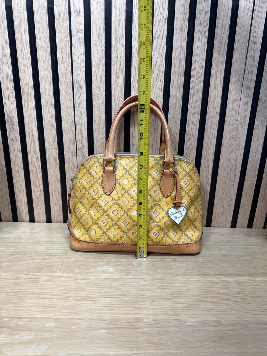 Dooney & Bourke It Bag Yellow Monogram Canvas Heart Charm Satchel 6