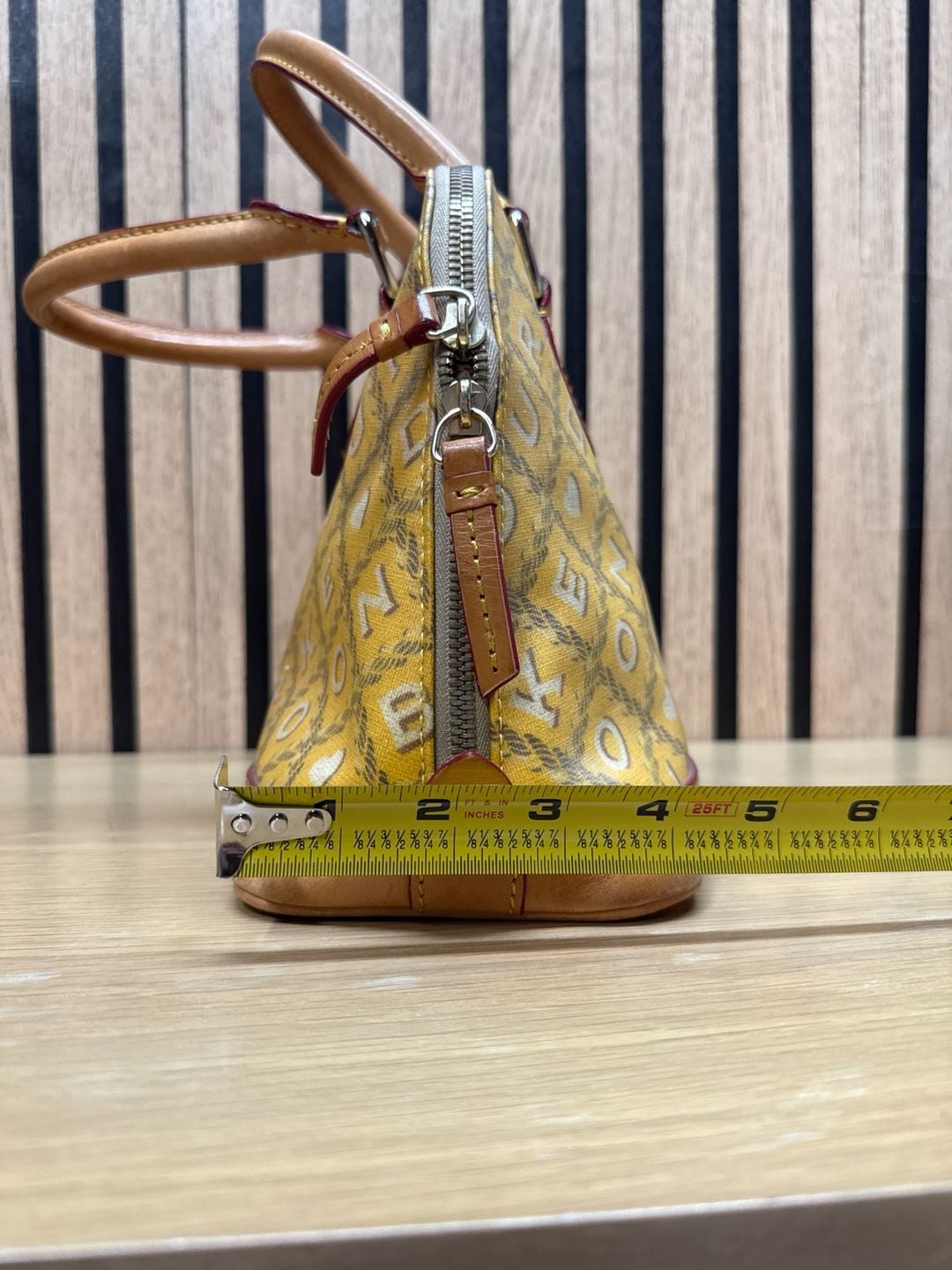 Dooney & Bourke It Bag Yellow Monogram Canvas Heart Charm Satchel 7