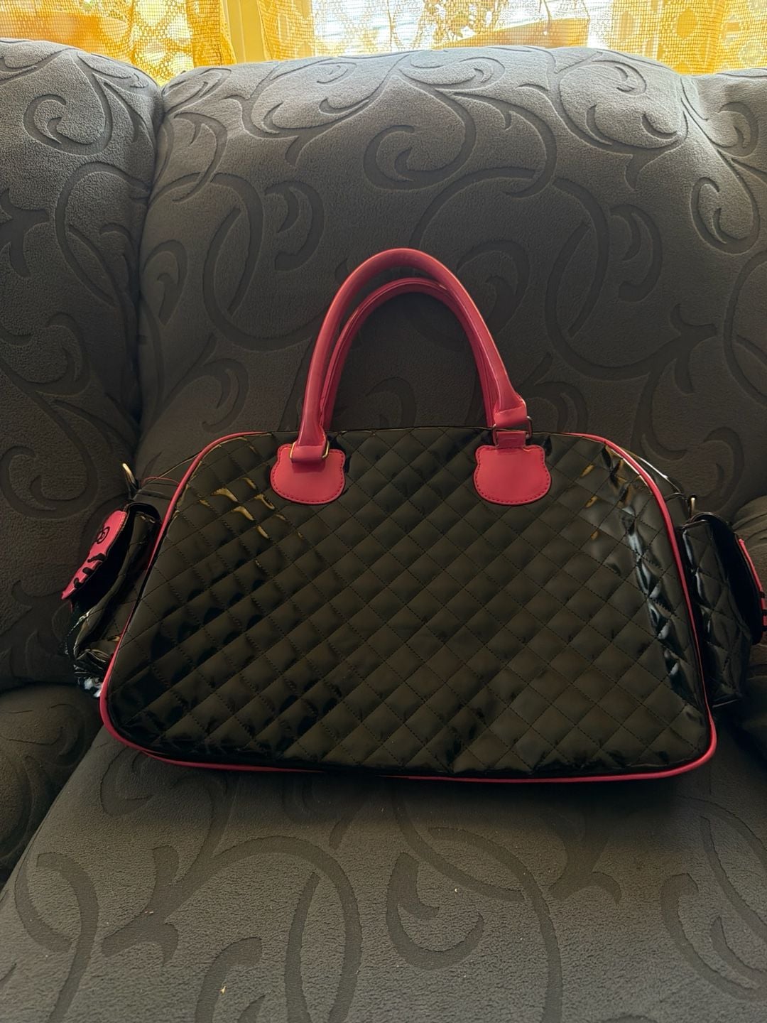 HELLO KITTY DUFFLE BAG BLACK W/ PINK BOW 5