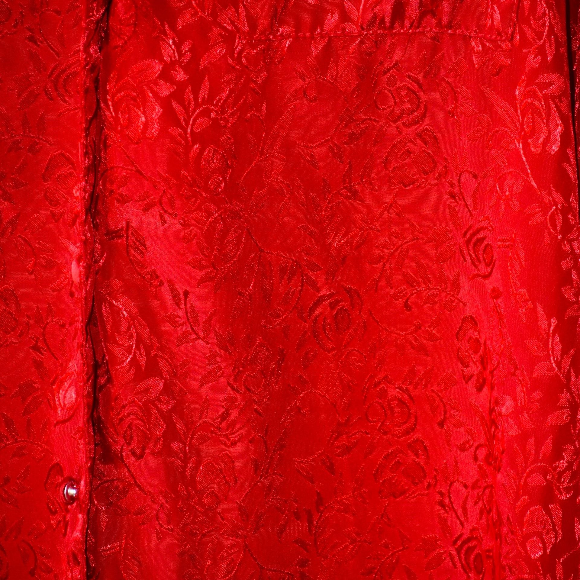 George Sleepwear Red Jacquard Floral Satin Pajama Sleep Shirt 2