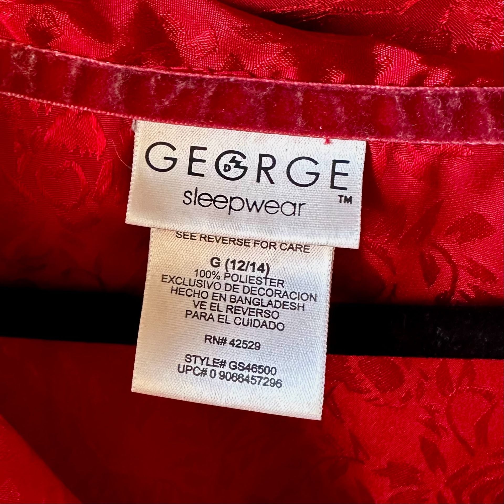 George Sleepwear Red Jacquard Floral Satin Pajama Sleep Shirt 3