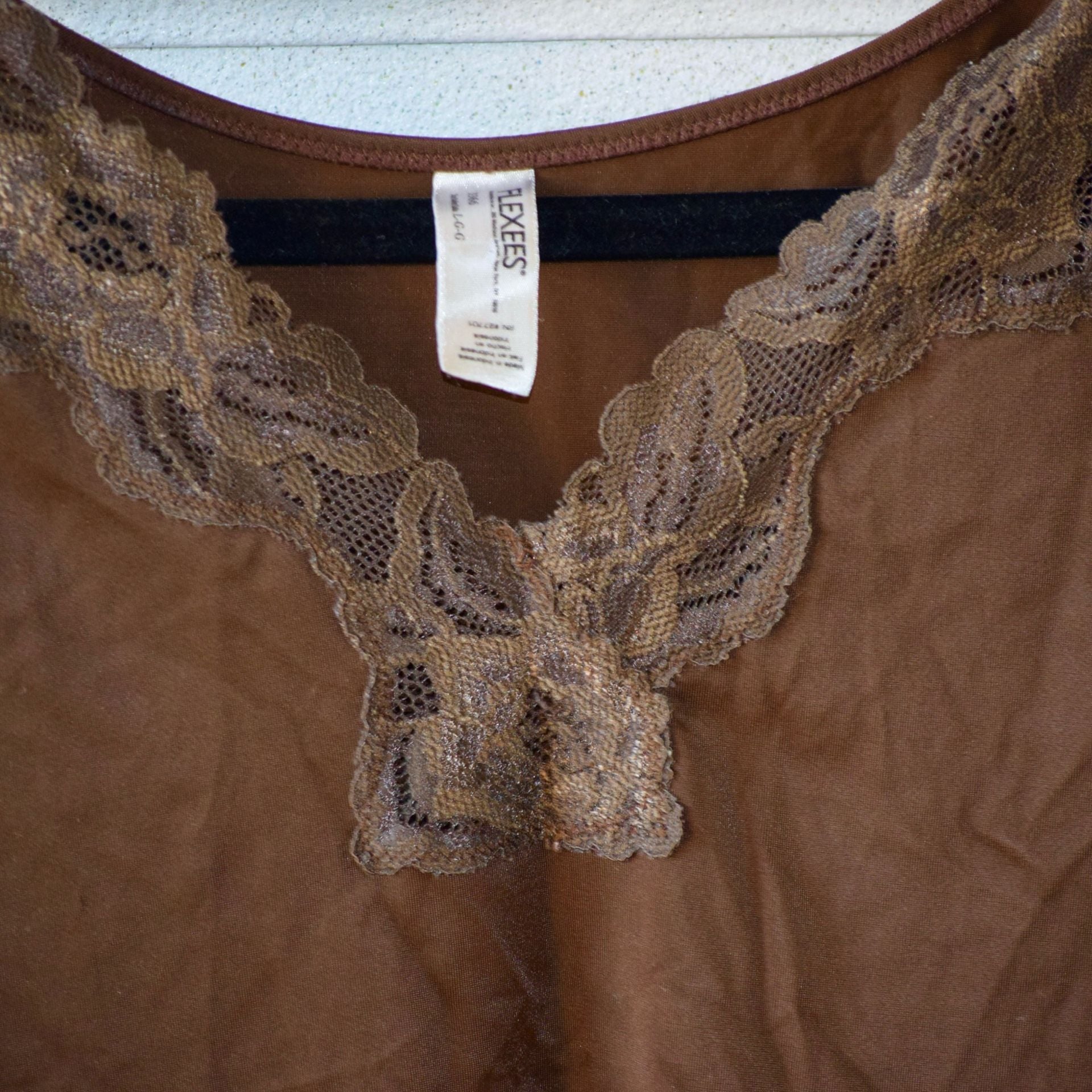 Flexees by Maidenform 3366 Brown Lace Trim Shapewear Cami 2