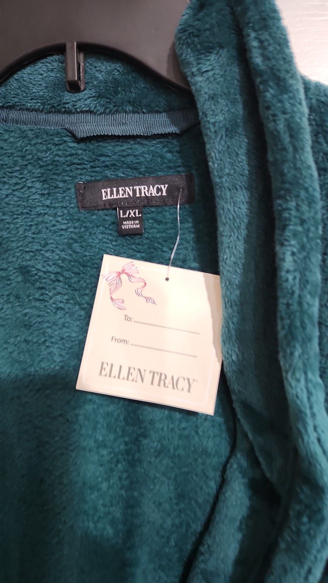 Ellen Tracy Teal Green Plush Fleece Shawl Collar Robe 5