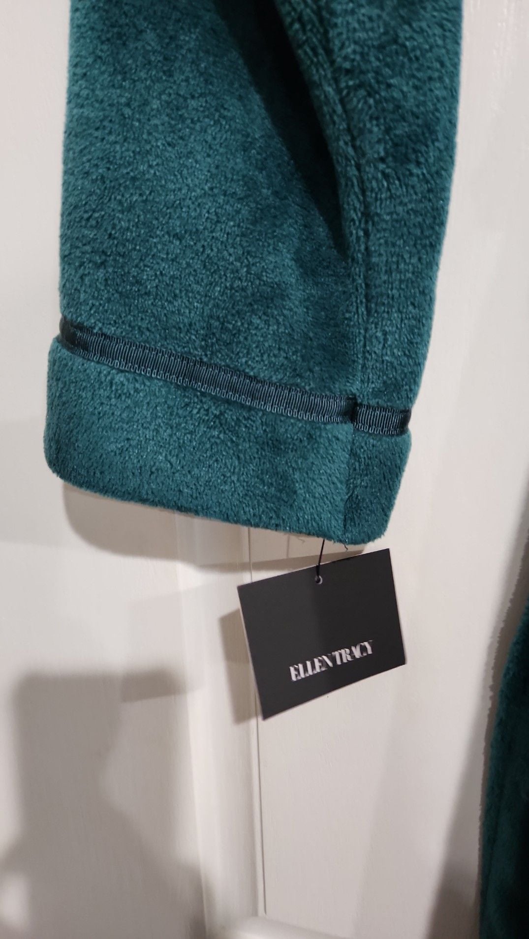 Ellen Tracy Teal Green Plush Fleece Shawl Collar Robe 8