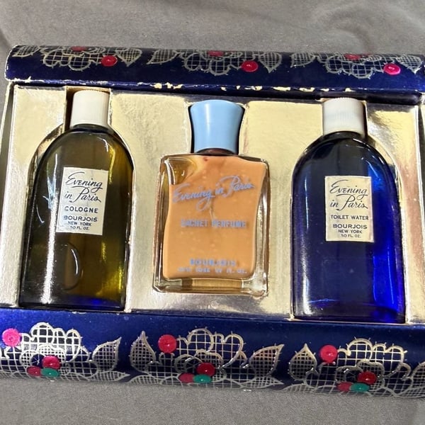 Vintage Bourjois Evening in Paris 3-Piece Gift Set - one empty